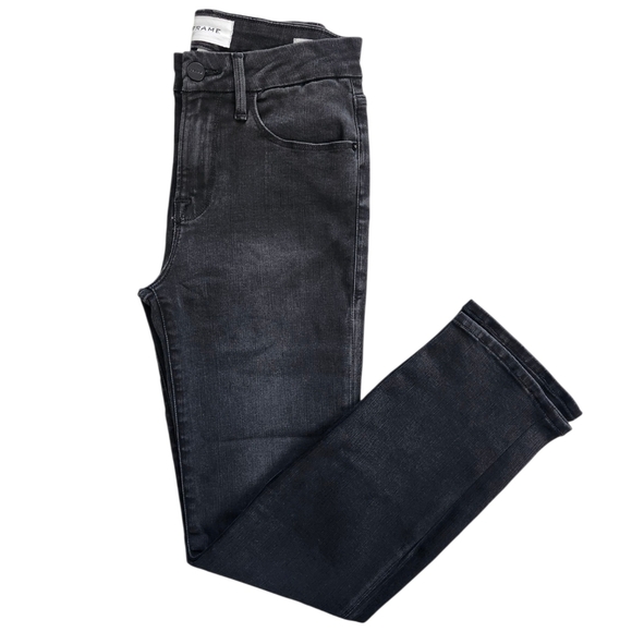 FRAME Le Crop Mini Boot Jeans In Black Wash - Picture 1 of 6